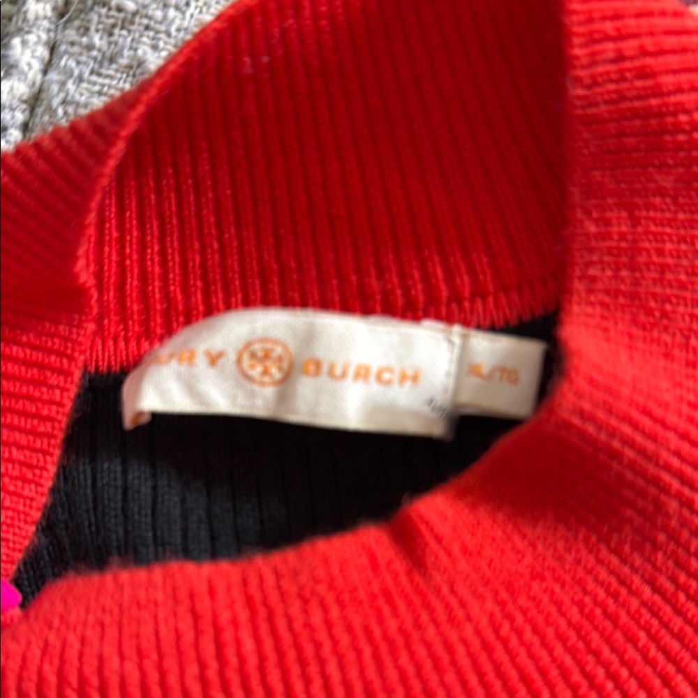 Tory Burch Color-Block Merino Wool Mock-Neck Sweater - Picture 14 of 16